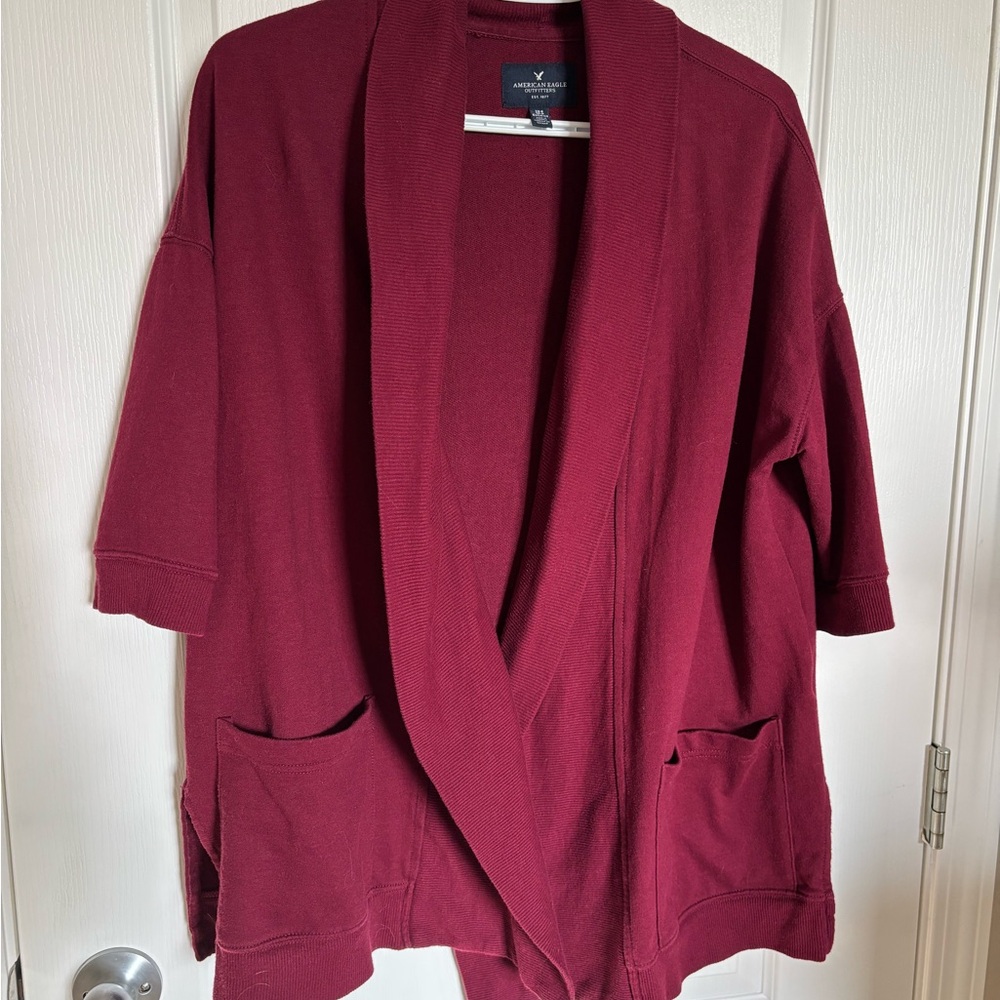 American Eagle Outfitters Deep Red Cardigan